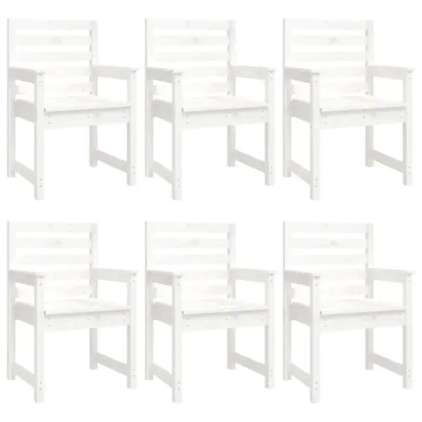 7-osaline aiamööbli söögikomplekt, valge männipuit, laud 159,5 x 82,5 cm, 6 käetugedega tooli – 6