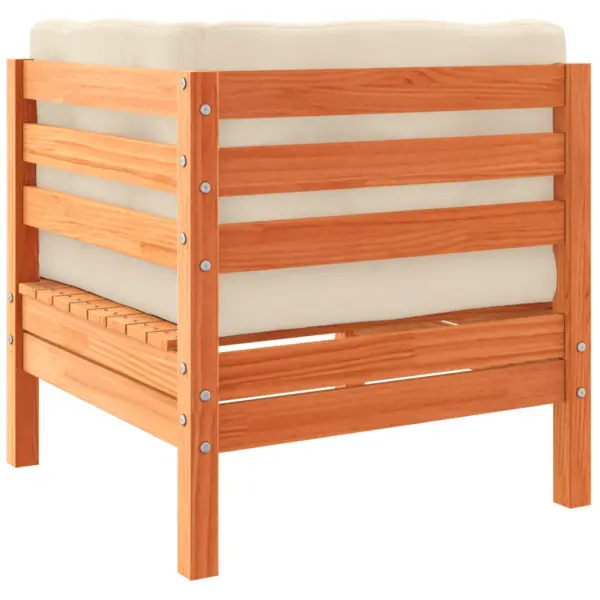 8-osaline aiamööbli diivanikomplekt patjadega, vahapruun täismännipuit – 7