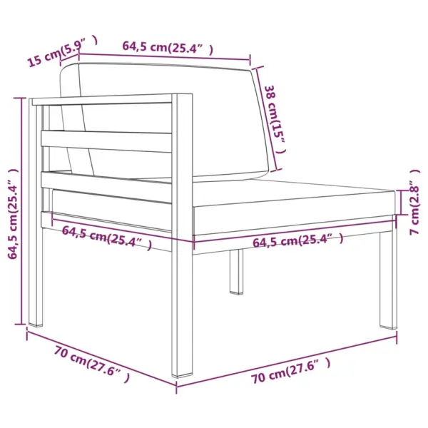 8-osaline modulaarne aiadiivanikomplekt patjadega, antratsiithall alumiinium – 10