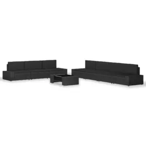 8-osaline must polürotangist aiamööbli komplekt diivanite ja lauaga