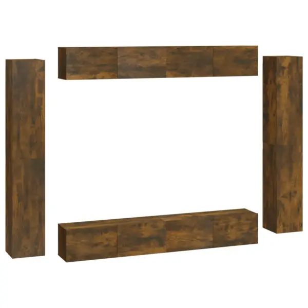 Seinale kinnitatav 8-osaline telerikappide komplekt, suitsutatud tamm, tehispuit – 2