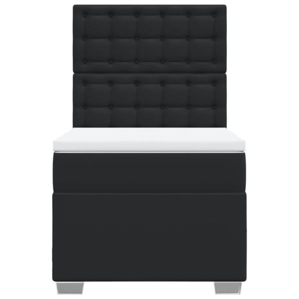 Ühe inimese kontinentaalvoodi musta kangaga, polsterdatud peatsiga – 6