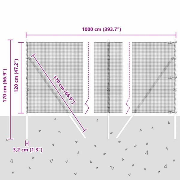 Metallist võrkaia paneel peene silmaga, tumehall aiapiirdeks ja krundi piiramiseks – 13