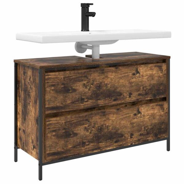 Vannitoa valamualune kapp 2 sahtliga rustikaalne pruun musta raamiga – 4