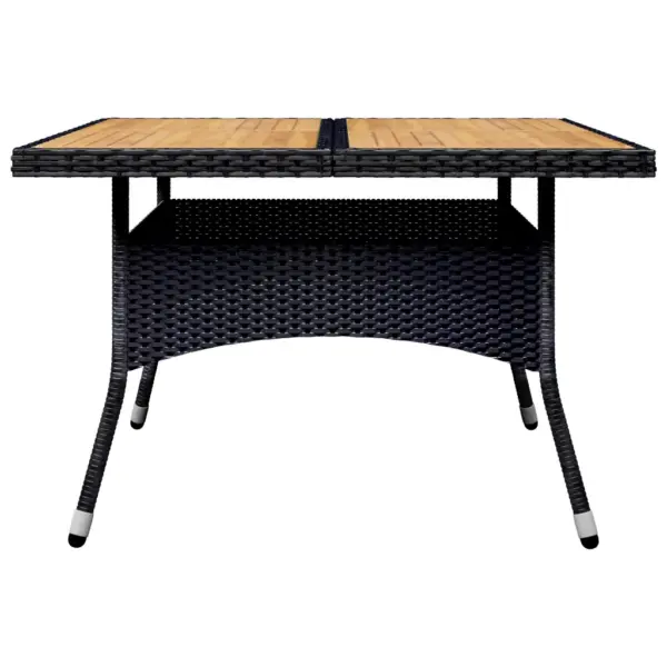 9-osaline aiamööbli komplekt akaatsiapuidust lauaplaadiga, must polürotang, kreemjad padjad – 5