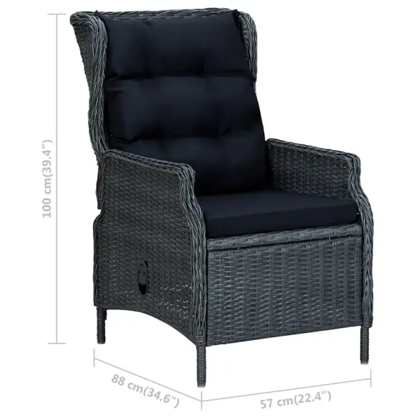 9-osaline aiamööbli komplekt recliner-toolidega, akaatsiapuidust laud 200 x 90 cm, tumehall PE-rotang – 13