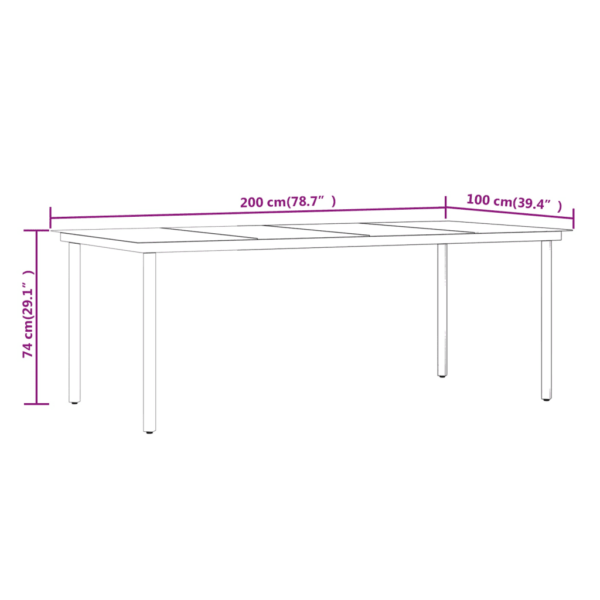 9-osaline aiamööbli komplekt, hall ja must, PE-rotang, klaasplaadiga laud 200 x 100 cm – 9