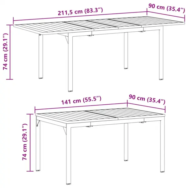 9-osaline aiamööbli komplekt pikendatava lauaga, hall polürotang, 8 tooli eemaldatavate patjadega, laud 211,5 x 90 x 74 cm – 12