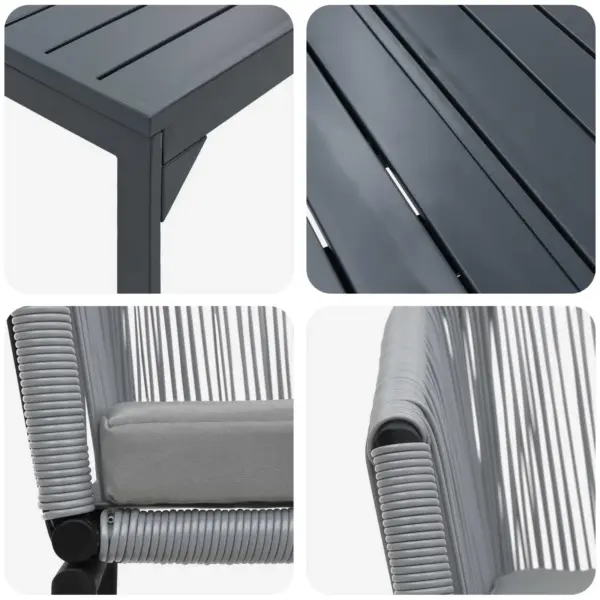 9-osaline aiamööbli komplekt pikendatava lauaga, hall polürotang, 8 tooli eemaldatavate patjadega, laud 211,5 x 90 x 74 cm – 9