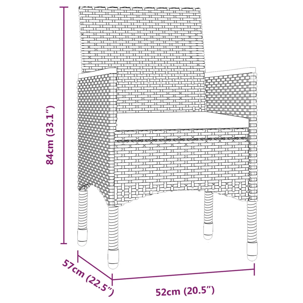 9-osaline aiamööbli komplekt patjadega, hall ja must, PE-rotang, klaasplaadiga laud 200 x 100 cm
