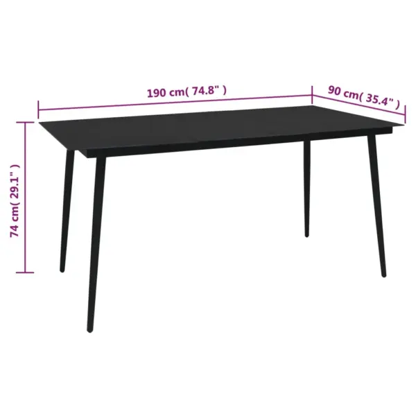 9-osaline aiamööbli komplekt, must PVC-rotang, klaasplaadiga laud 190 x 90 cm – 12