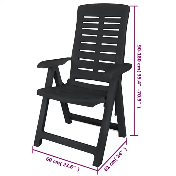 9-osaline plastist aiamööbli komplekt, antratsiithall, reguleeritava seljatoega kokkupandavad toolid – 13