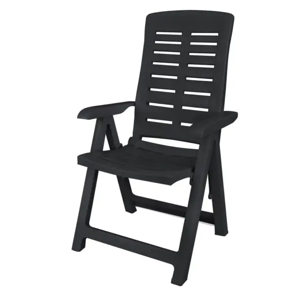 9-osaline plastist aiamööbli komplekt, antratsiithall, reguleeritava seljatoega kokkupandavad toolid – 3