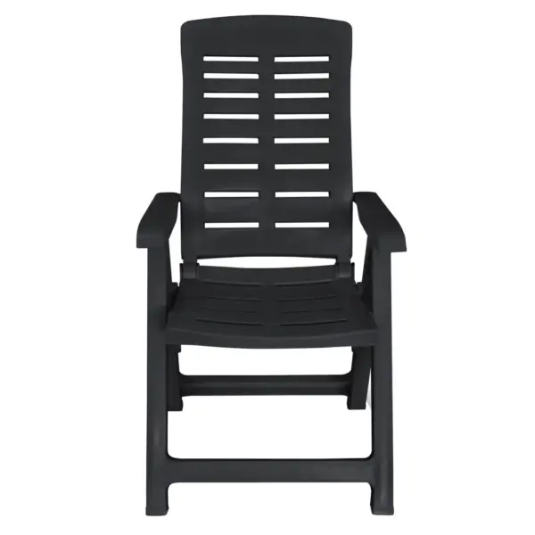 9-osaline plastist aiamööbli komplekt, antratsiithall, reguleeritava seljatoega kokkupandavad toolid – 5