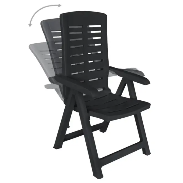 9-osaline plastist aiamööbli komplekt, antratsiithall, reguleeritava seljatoega kokkupandavad toolid – 6