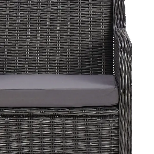 9-osaline polürotangist aiamööbli komplekt lamamistoolidega, must ja tumehall, laud 200 x 100 cm – 12