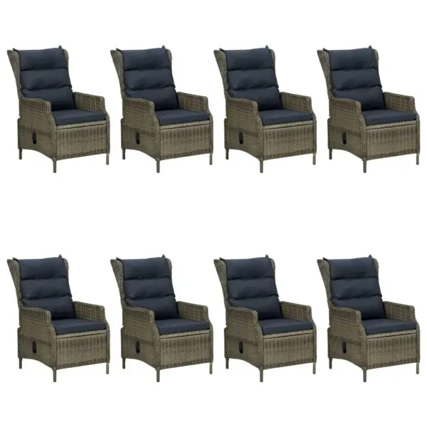 9-osaline aiamööbli komplekt akaatsiapuidust lauaga, pruun PE-rotang, reguleeritavate toolidega – 2