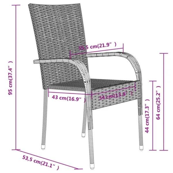 9-osaline aiamööbli komplekt klaaslauaga, pruun ja must, PE-rotang, laud 200 x 100 cm – 8