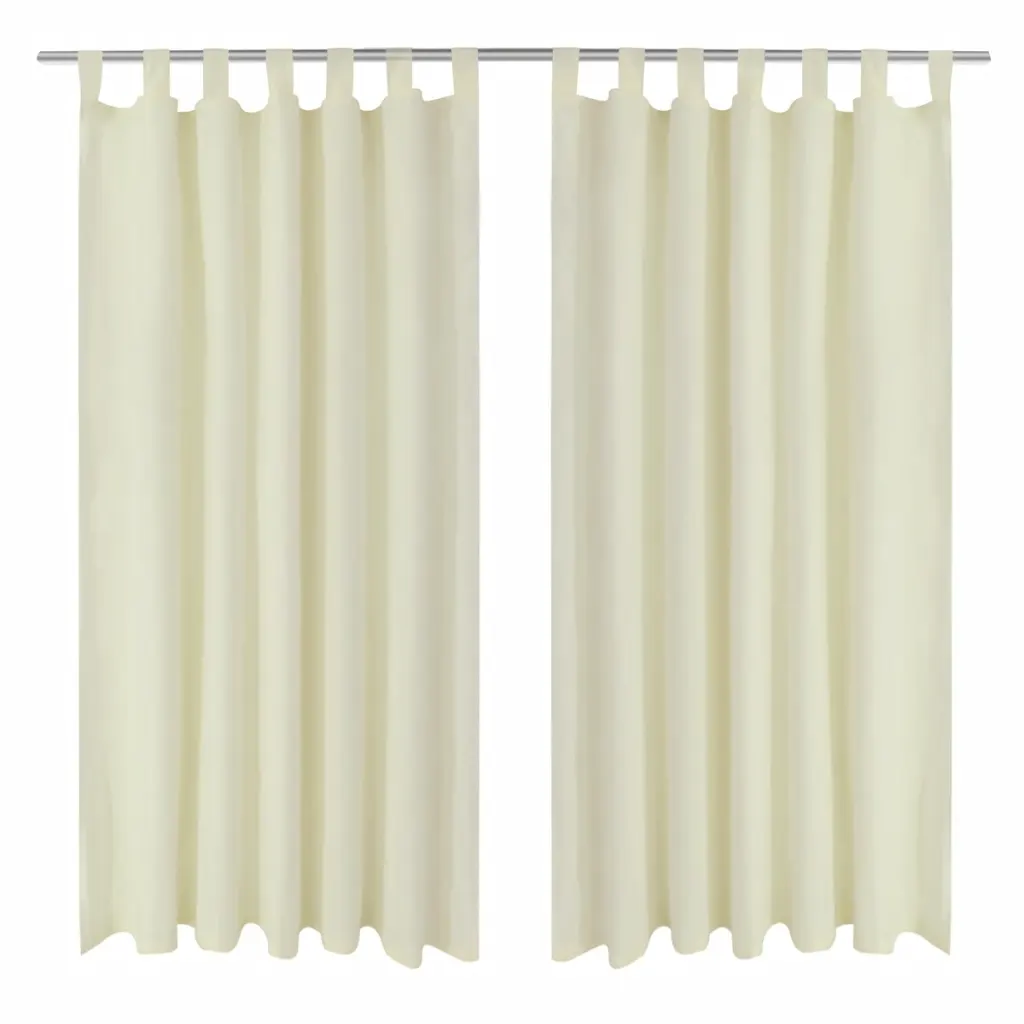 Aasadega mikrosatiinist kardinad, 2 tk, kreemjasvalge, 140 x 225 cm