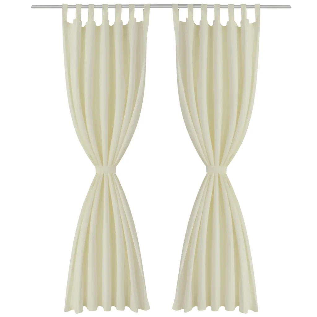 Aasadega mikrosatiinist kardinad, 2 tk, kreemjasvalge, 140 x 225 cm