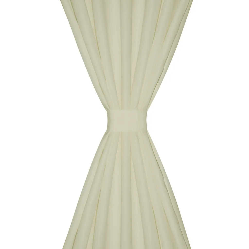 Aasadega mikrosatiinist kardinad, 2 tk, kreemjasvalge, 140 x 225 cm