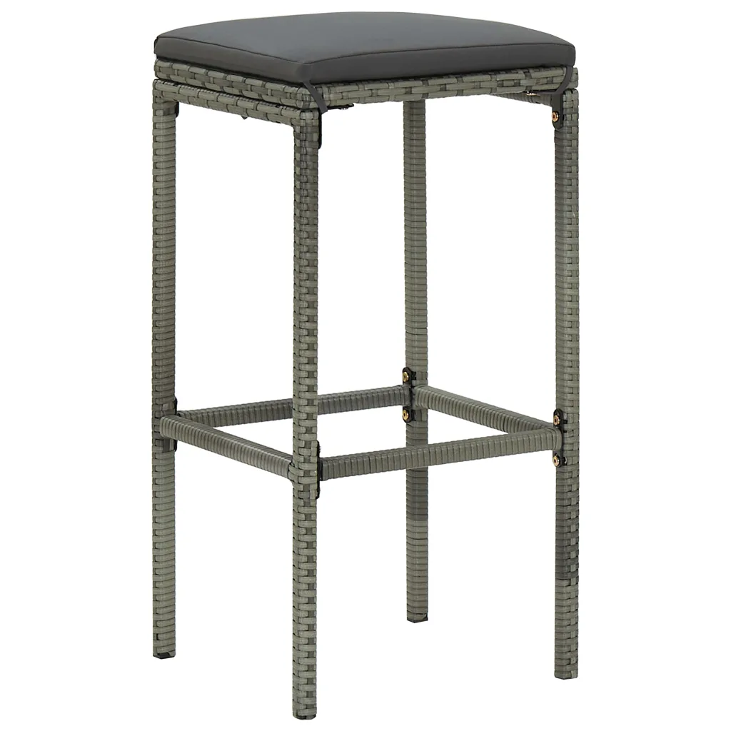 7-osaline aia baarikomplekt patjadega, hall polürotang, baarilaud 140,5 cm