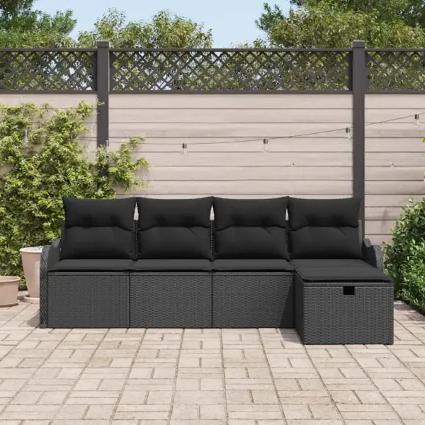 Aia diivanikomplekt patjade ja panipaigaga, 5-osaline, must polürotang, 231 x 117 x 85 cm – 3