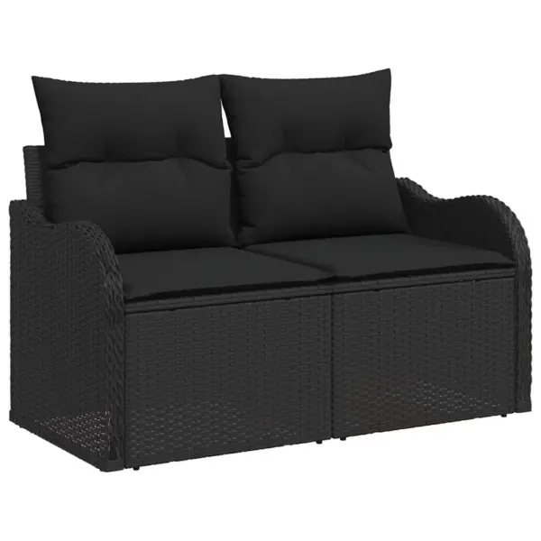 Aia diivanikomplekt patjade ja panipaigaga, 5-osaline, must polürotang, 231 x 117 x 85 cm – 4