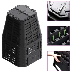 Aia kompostikast 1000 l, must plast, 93,3 x 93,3 x 146 cm