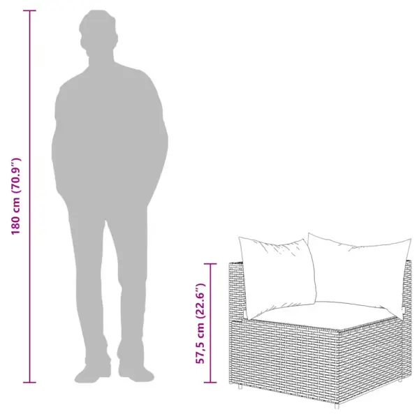 Aia nurgadiivanid patjadega, 2 tk, must polürotang, sinised padjad, iga diivan 63 x 63 x 57,5 cm – 10