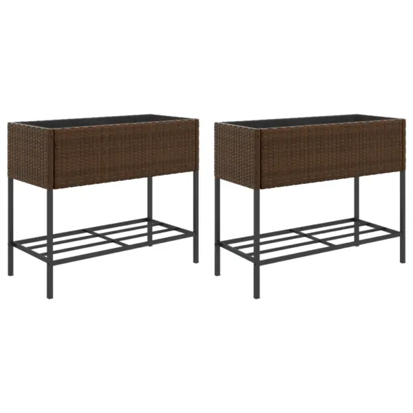 Aia taimekastid riiuliga, 2 tk, pruun polürotang, 90 x 40 x 75 cm – 2
