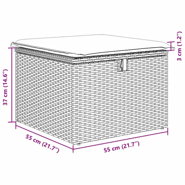 Modulaarne aiadiivanikomplekt hoiukastidega, 6-osaline, helehall polürotang, padjad, 230 x 117 x 85 cm – 12