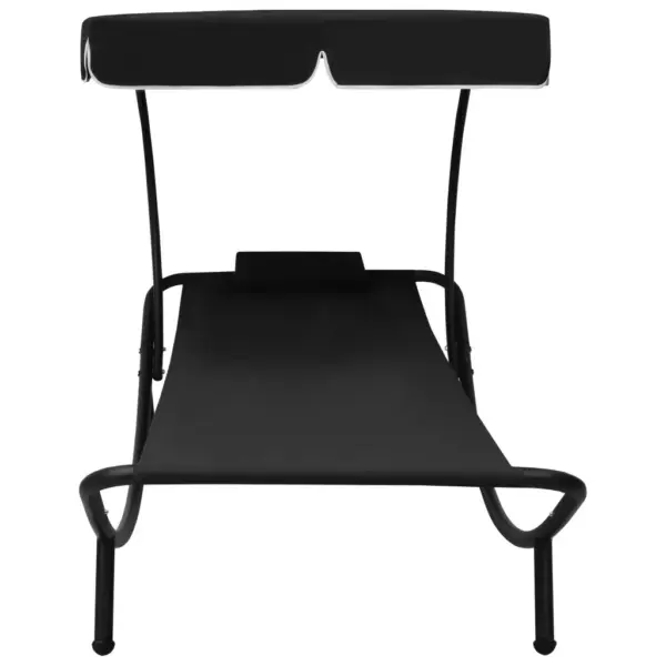 Aialamamistool varikatuse ja padjaga, must, oxford-kangas, 200 x 90 x 112 cm – 2