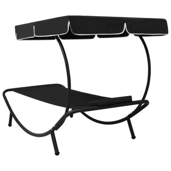 Aialamamistool varikatuse ja padjaga, must, oxford-kangas, 200 x 90 x 112 cm – 4
