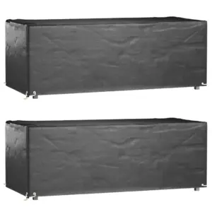 Vee- ja UV-kindlad aiamööbli katted, must PE, 2 tk, 192 x 82 x 65 cm, 8 aasa ja kinnitusnööriga