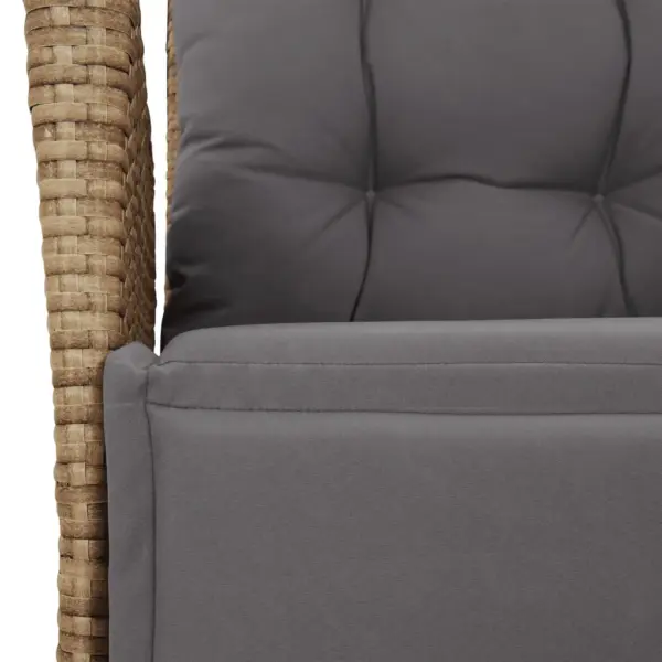 3-osaline aiamööbli komplekt reguleeritavate toolide ja patjadega, PE-rotang, must karastatud klaasplaadiga laud 80 x 80 cm, beežid toonid – 6