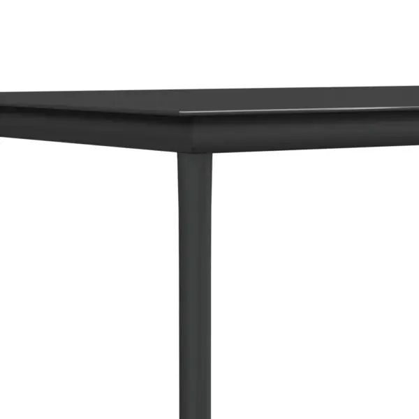 5-osaline aiamööbli komplekt istmepatjadega, must polürotang ja teras, laud 80 x 80 cm, 4 käetugedega tooli – 8