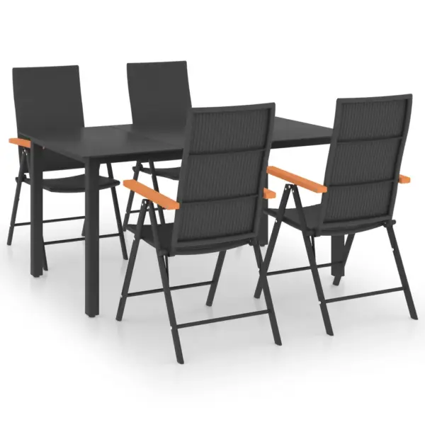 5-osaline aiamööbli komplekt reguleeritavate toolidega, must ja pruun, laud 150 x 90 cm – 2