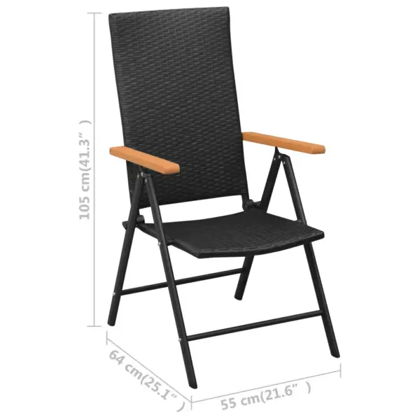 5-osaline aiamööbli komplekt reguleeritavate toolidega, must ja pruun, laud 150 x 90 cm – 11