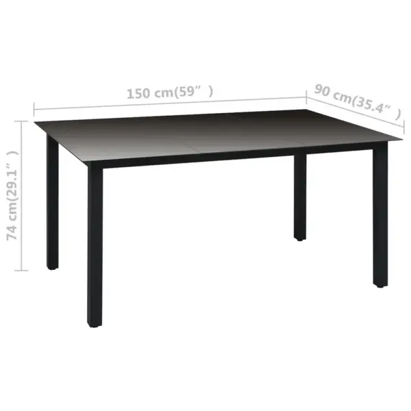 5-osaline aiamööbli komplekt reguleeritavate toolidega, must ja pruun, laud 150 x 90 cm – 12