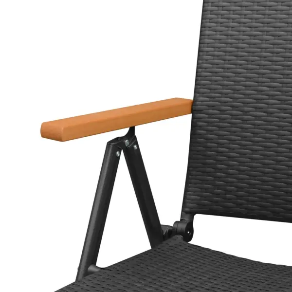 5-osaline aiamööbli komplekt reguleeritavate toolidega, must ja pruun, laud 150 x 90 cm – 8