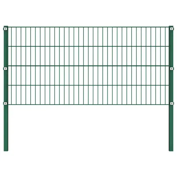 Aiapaneelide ja postide komplekt, pulbervärvitud raud, samblaroheline, 14 paneeli ja 8 posti, kogusuurus 11,9 x 0,8 m – 2