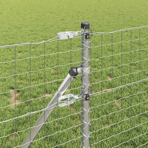 Võrkaia komplekt postidega, hõbedane teras ja PVC, 0,8 x 25 m – 4