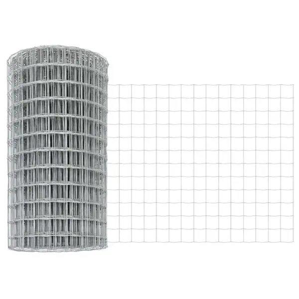 Võrkaia komplekt postidega, hõbedane teras ja PVC, 0,8 x 25 m – 7