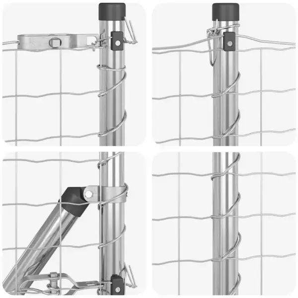 Võrkaia komplekt postidega, hõbedane teras ja PVC, 0,8 x 25 m – 8