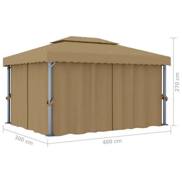 Aiapaviljon kardinatega, 4 x 3 m, hallikaspruun, alumiinium ja teras – 7