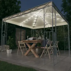 Aiapaviljon LED-nöörvalgustiga, kreemjas, 300 x 300 cm