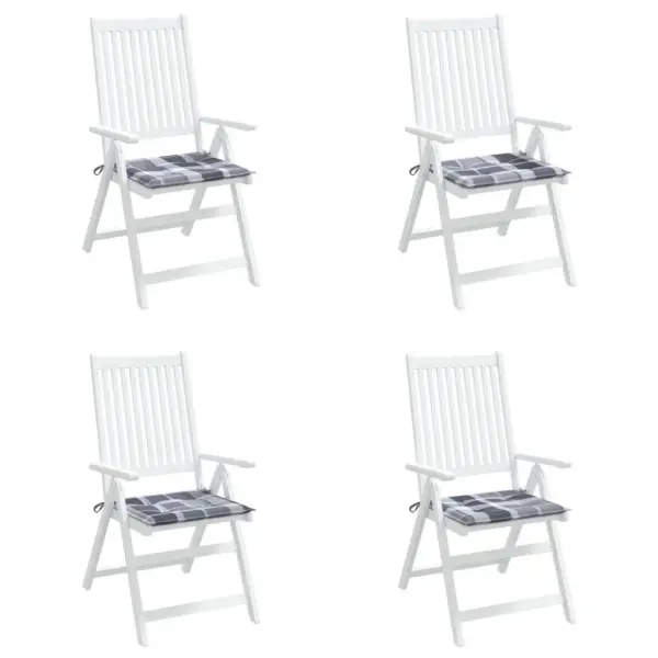 Vetthülgavad aiatooli istmepadjad, 4 tk, hall ruudumuster, oxford-kangas, 50 x 50 x 4 cm – 4