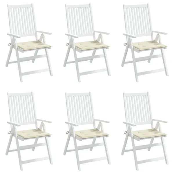 Vetthülgavad aiatooli istmepadjad, 6 tk, kreemjasvalge, oxford-kangas, 50 x 50 x 2 cm – 4