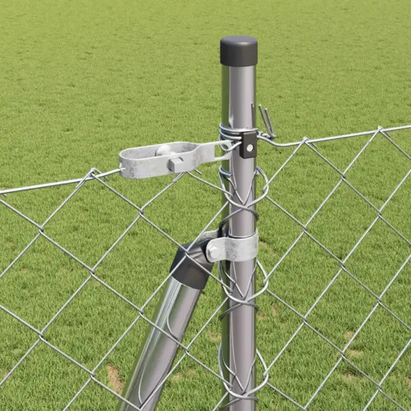 Aiavõrgu ja postide komplekt, hõbedane teras, 10 x 1,6 m, 60 x 60 mm silmaga – 5